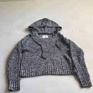 Cozy Marled Gray Hooded Women's Sweater